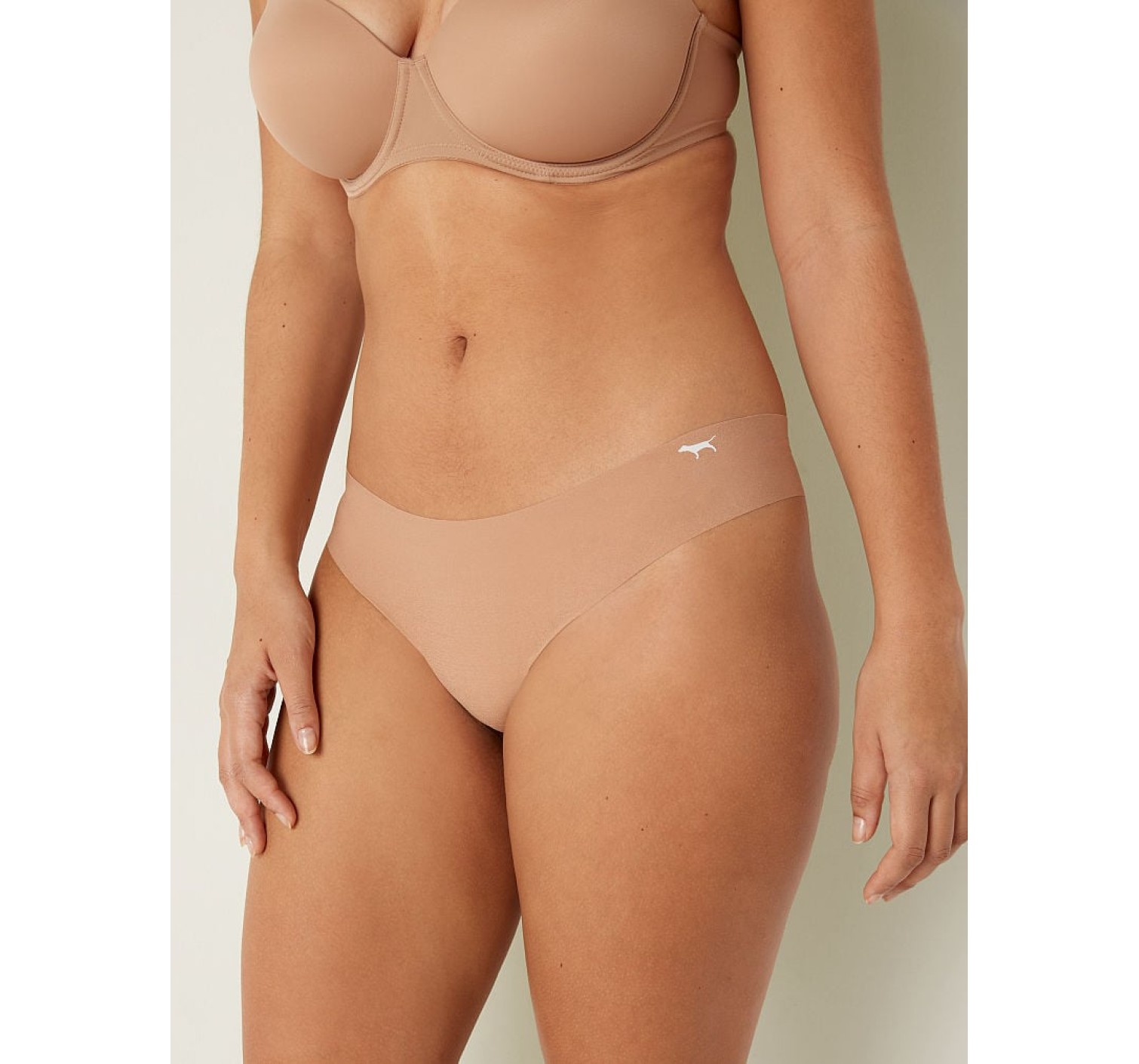 Трусики PINK No show Thong panty Mocha Latte