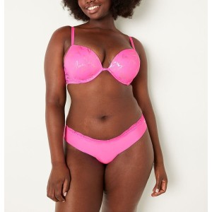 Трусики PINK No show Thong panty Lace Waistband Radiant Rose