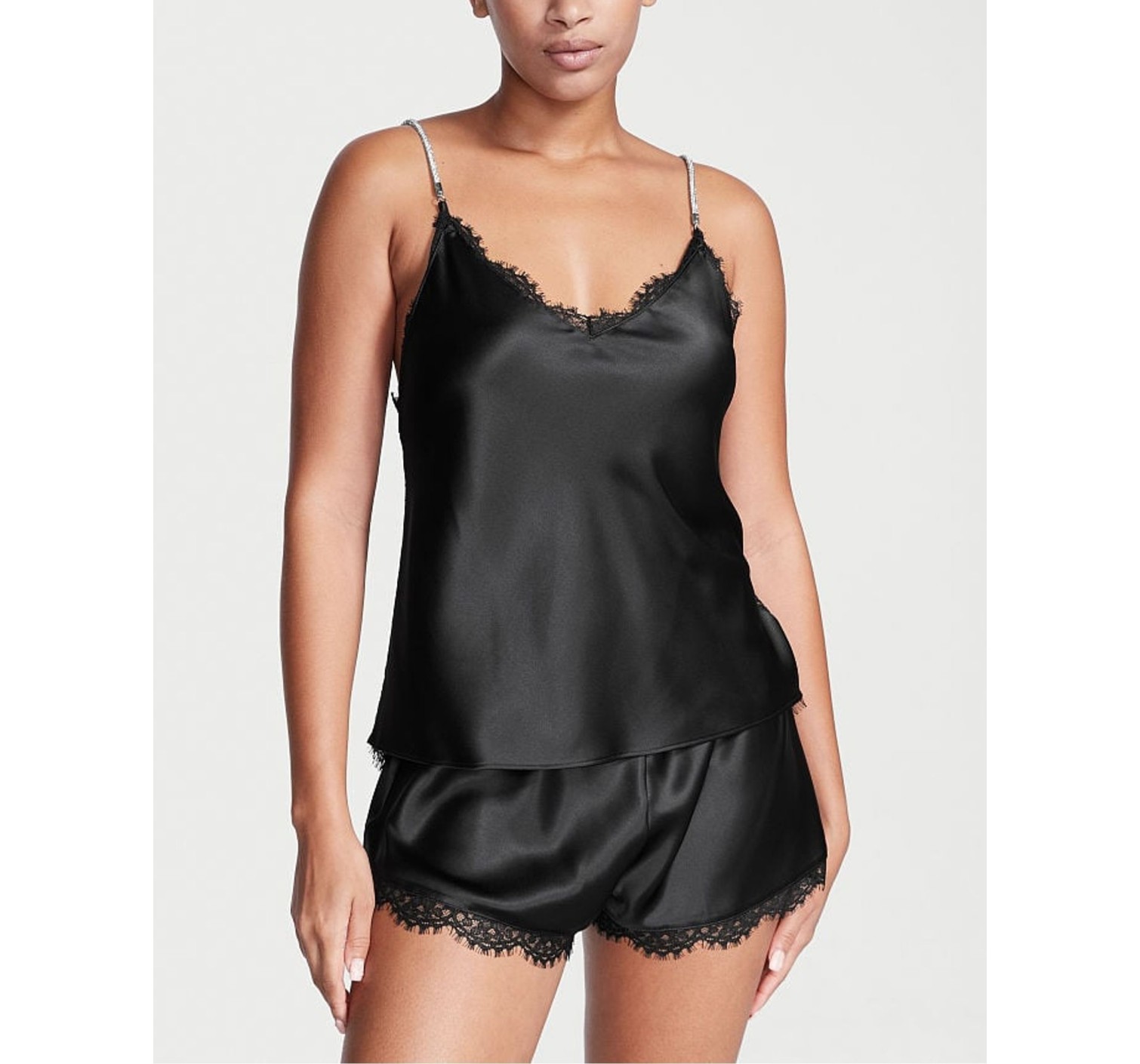 Пижама Shine Rope Strap Satin Cami Pj set Brilliant Black