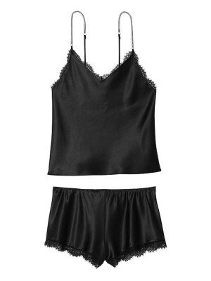 Пижама Shine Rope Strap Satin Cami Pj set Brilliant Black