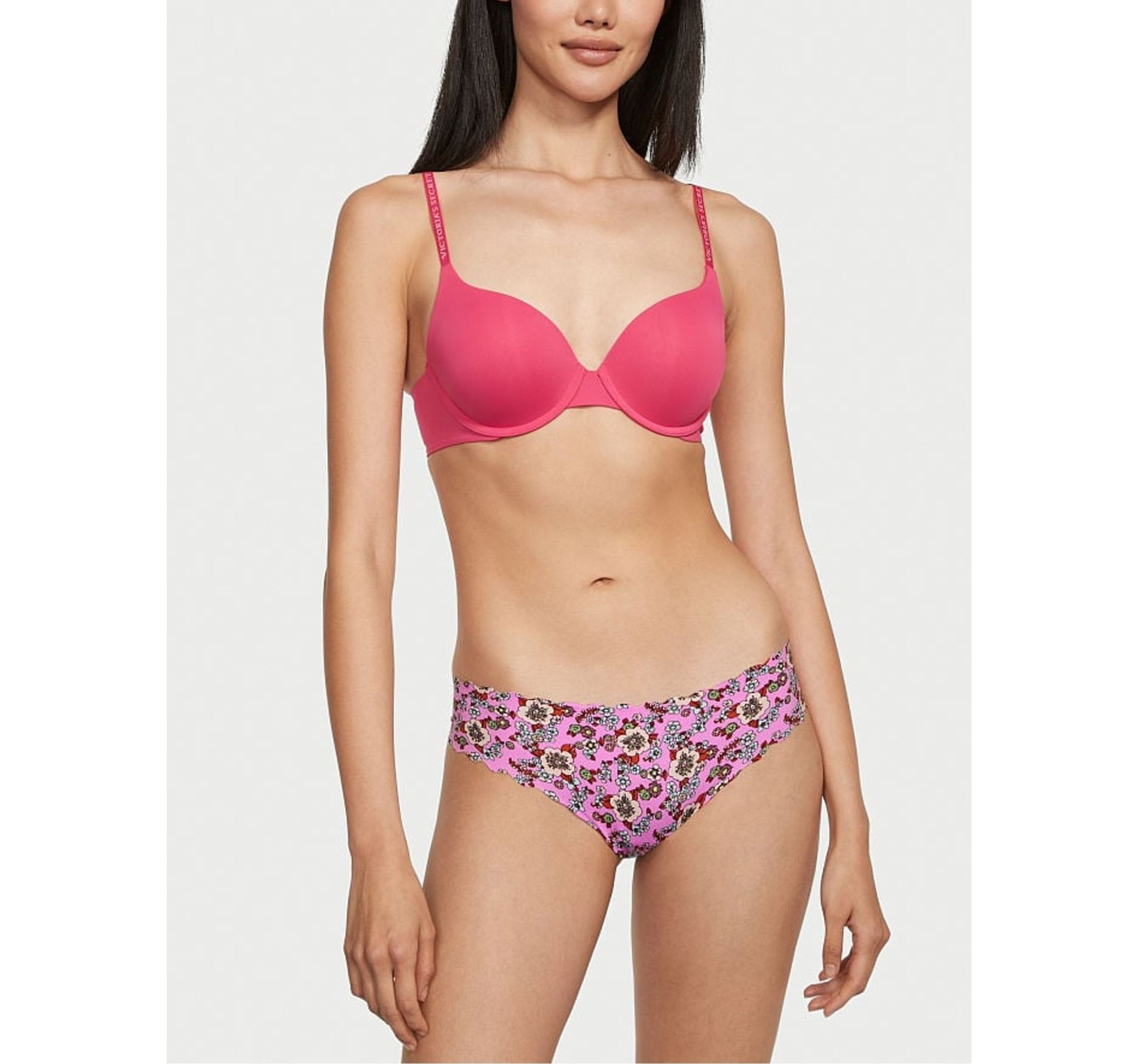 Трусики No Show Thong Panty Pink Flower Print