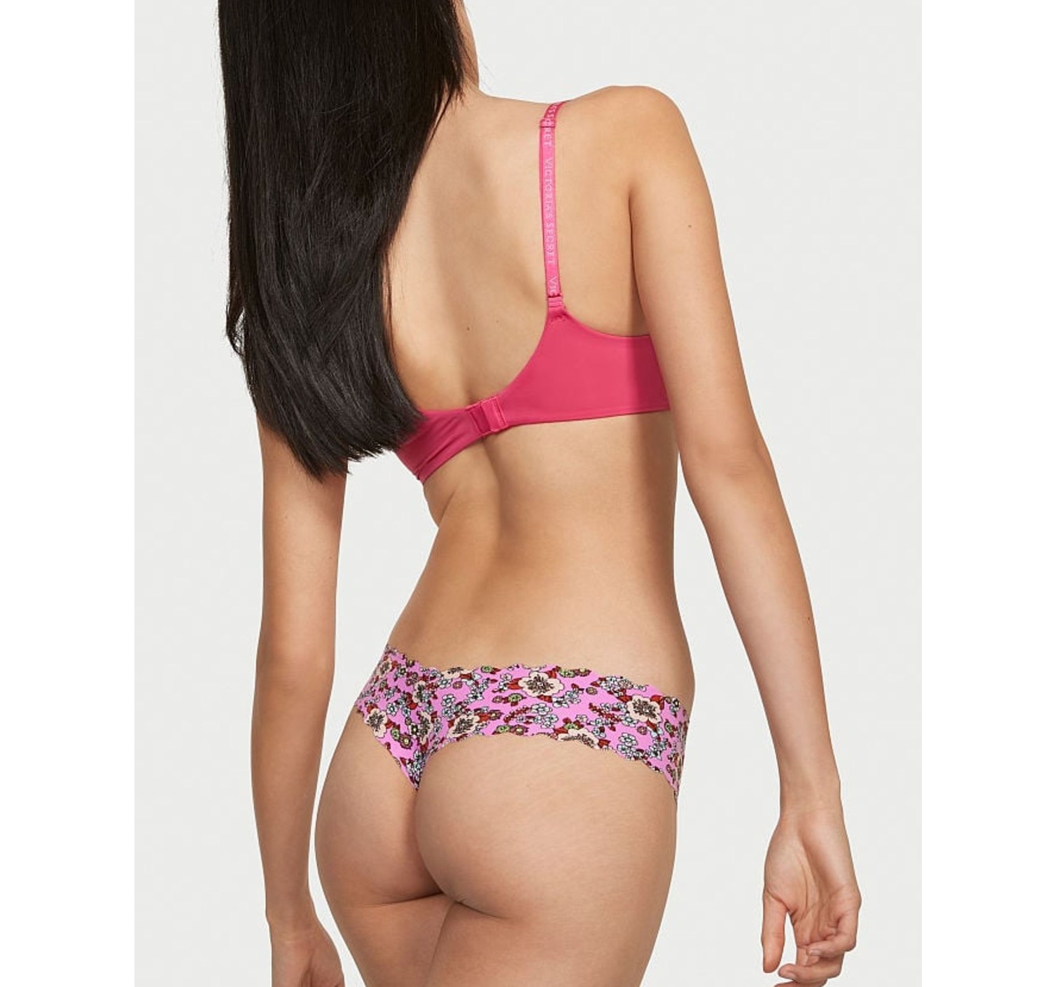 Трусики No Show Thong Panty Pink Flower Print