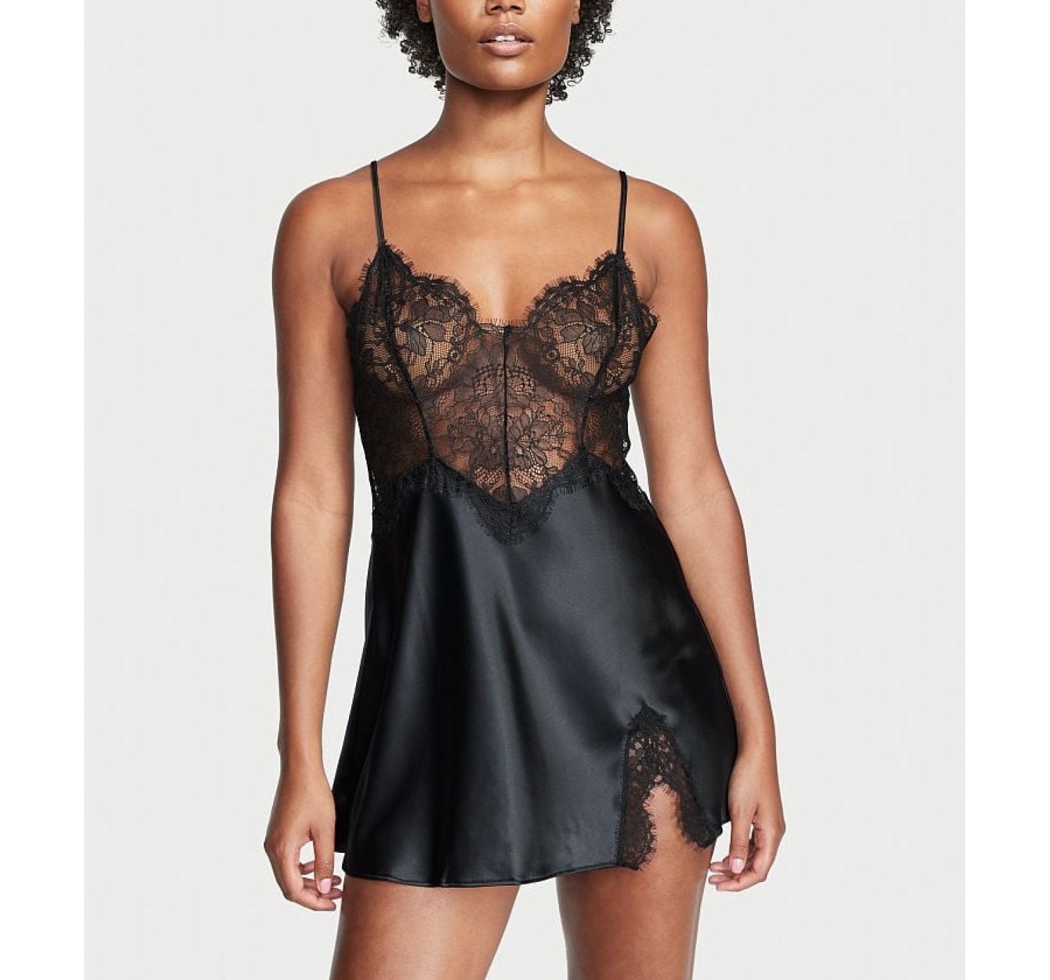 Пеньюар Very Sexy Black Lace Plunge Slip 