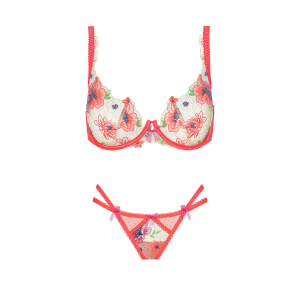 Комплект FOR LOVE & LEMONS Shimmer Magenta Zinnia Embroidery Underwire Bra Set