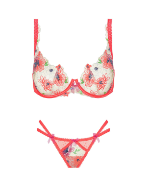 Комплект FOR LOVE & LEMONS Shimmer Magenta Zinnia Embroidery Underwire Bra Set