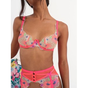 Комплект FOR LOVE & LEMONS Shimmer Magenta Zinnia Embroidery Underwire Bra Set
