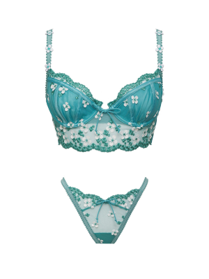 Комплект FOR LOVE & LEMONS Daisy Embroidered Bra Jade Set