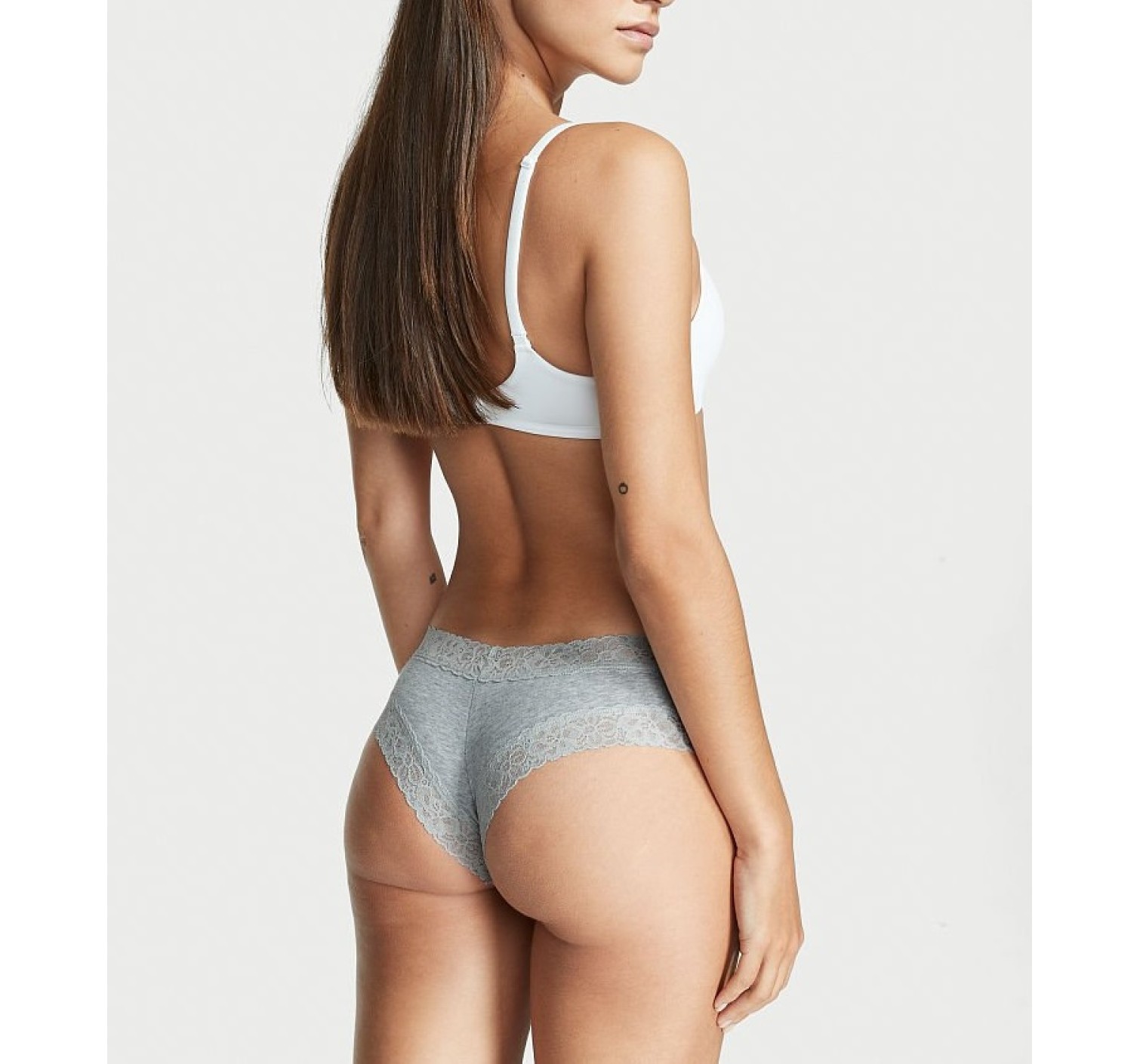 Трусики Grey Lace Waist Cotton Cheeky Panty