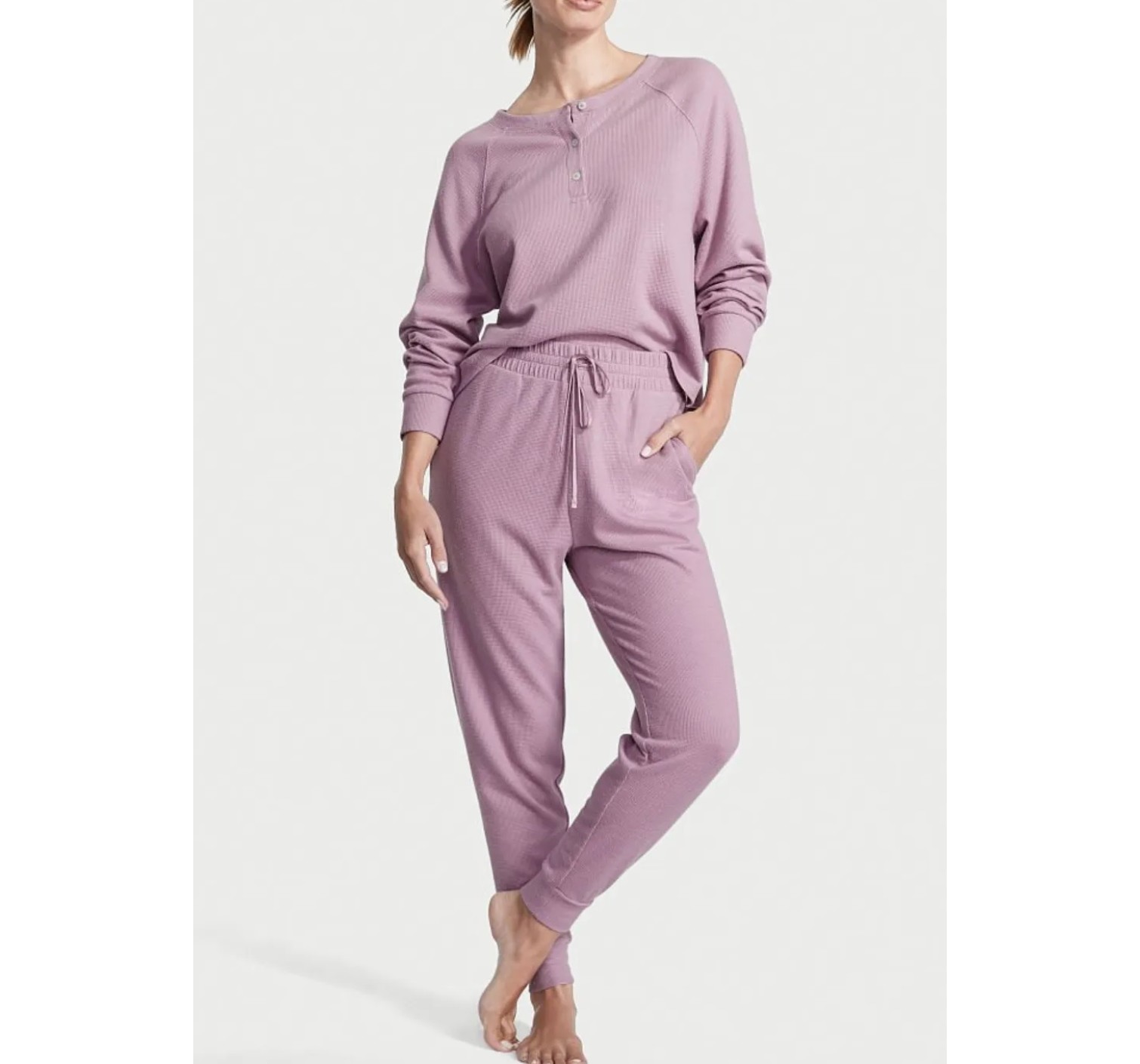 Пижама Glow Waffle Henley Jogger Set Lilac
