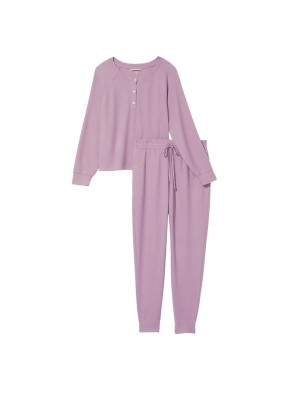 Пижама Glow Waffle Henley Jogger Set Lilac