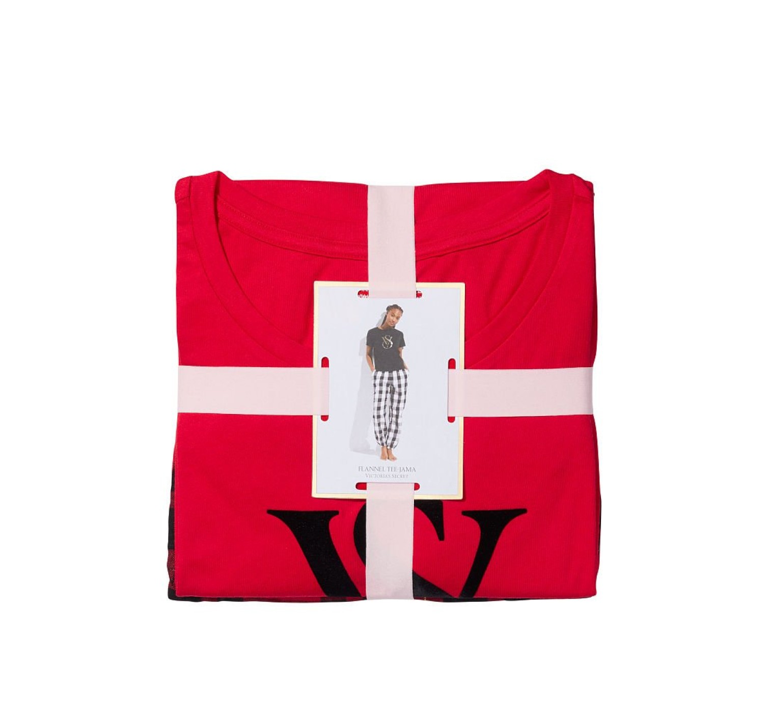 Пижама Victoria’s Secret Cotton & Flannel Tee-jama Set Lipstick