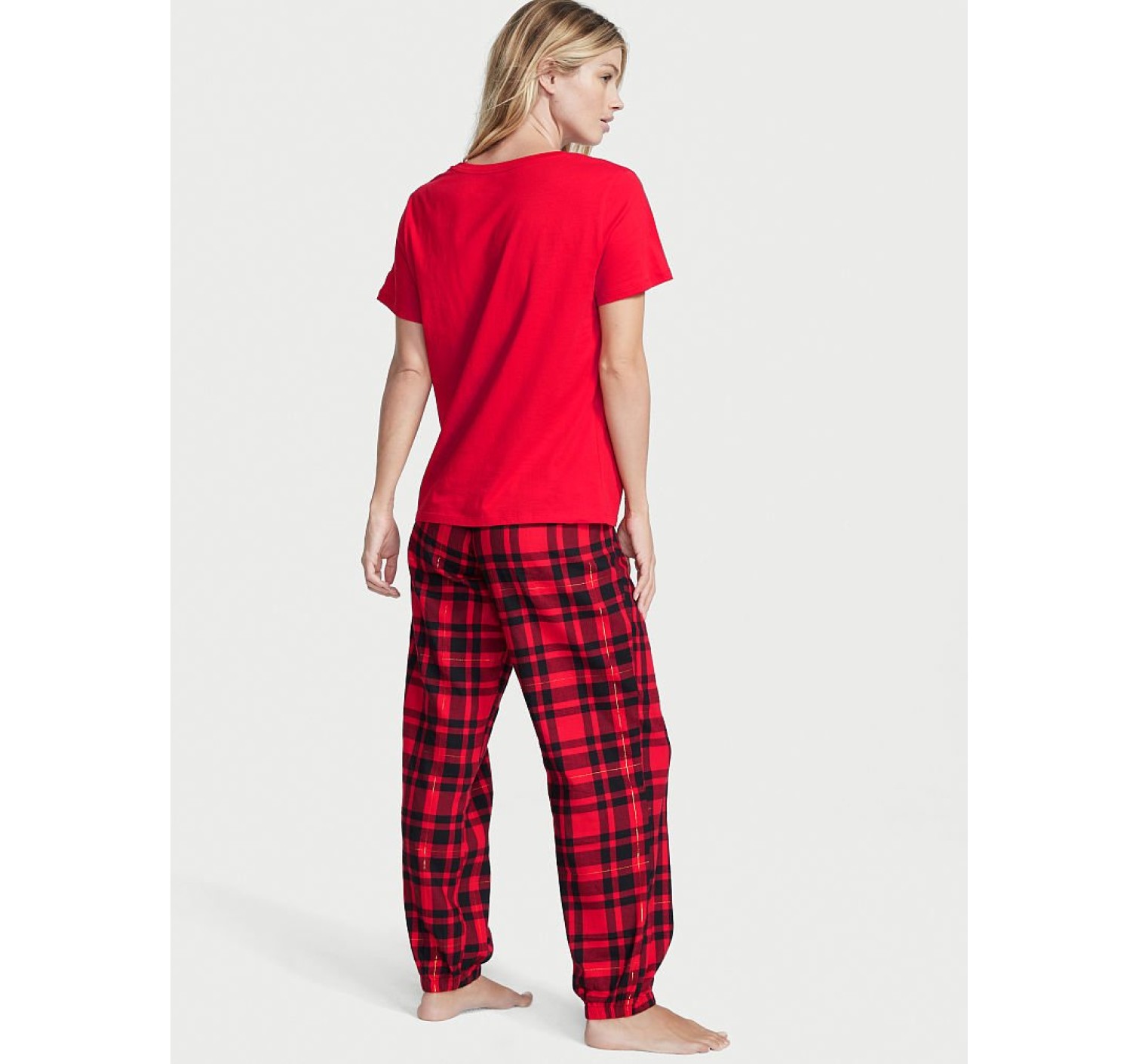 Пижама Victoria’s Secret Cotton & Flannel Tee-jama Set Lipstick