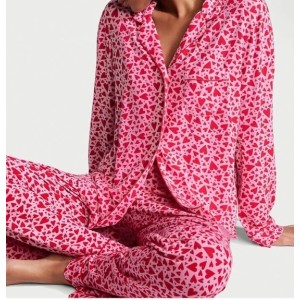 Пижама Victoria’s Secret Modal Long Pajama Set Lipstick Tossed Hearts