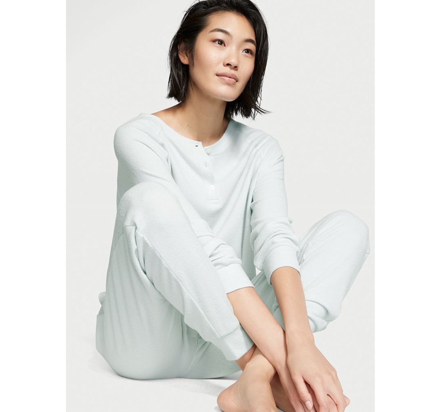 Пижама Glow Waffle Henley and Jogger Set Winter Ice