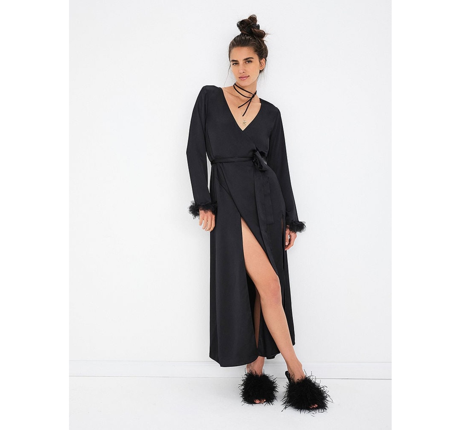 Халат FOR LOVE & LEMONS Floral Trim Kimono Robe