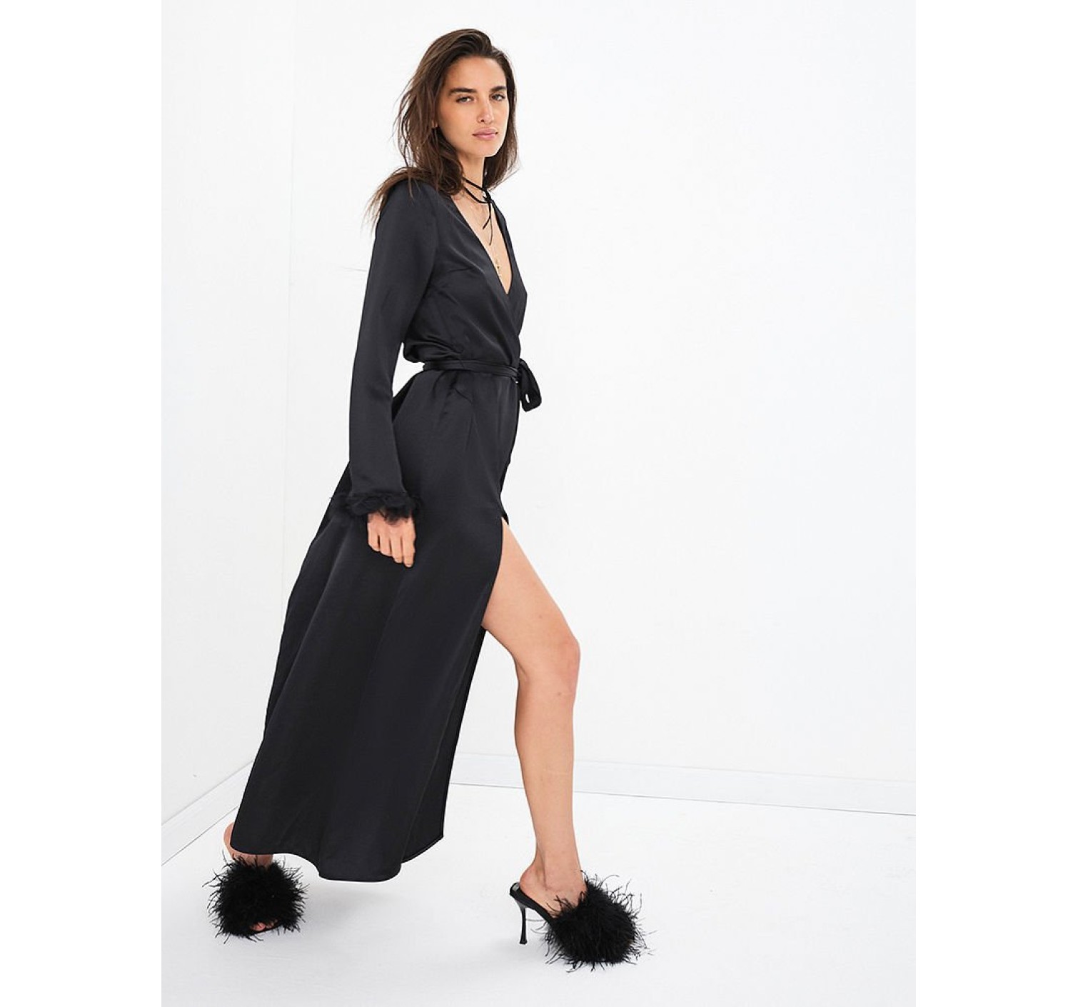 Халат FOR LOVE & LEMONS Floral Trim Kimono Robe
