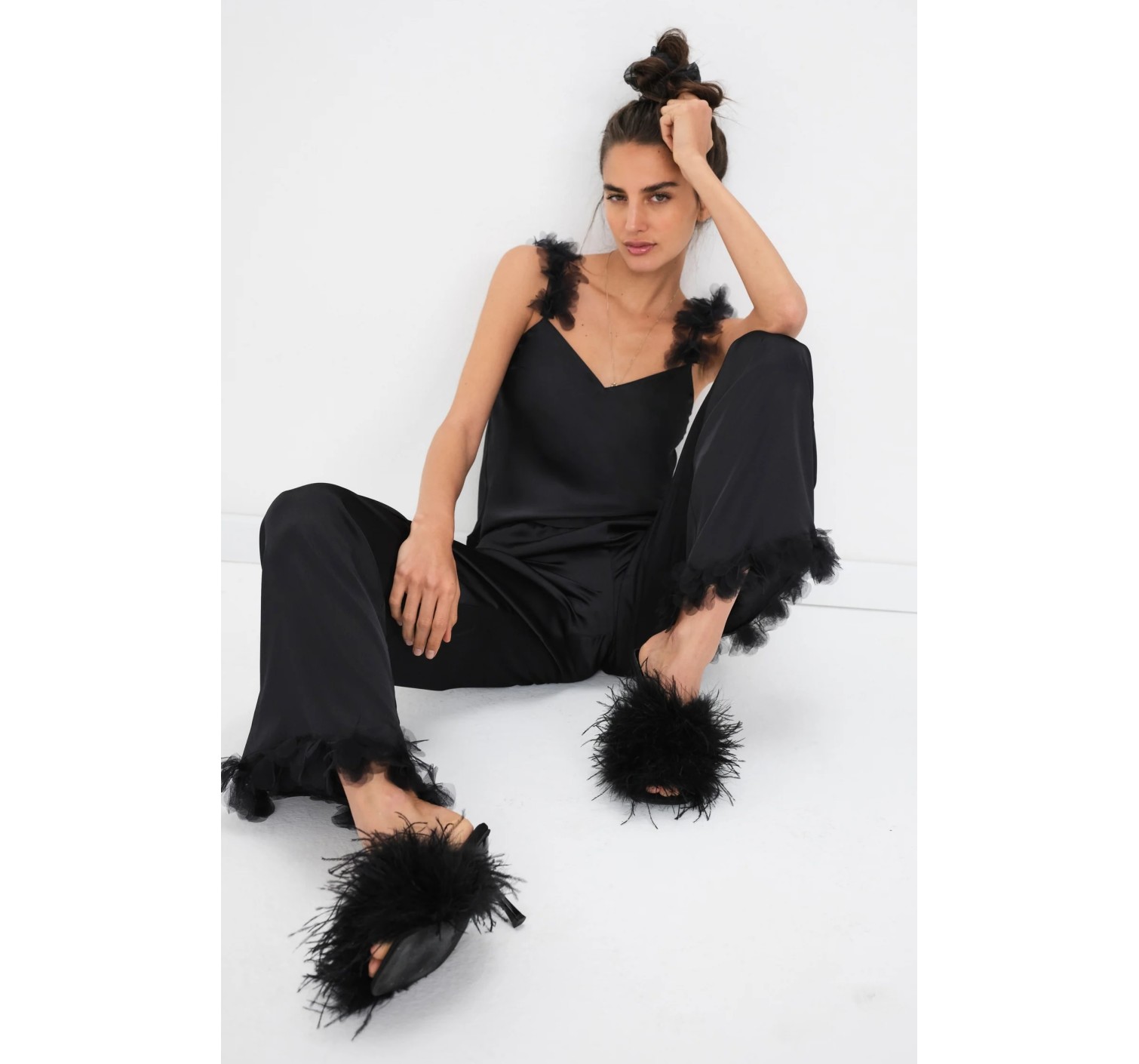 Пижама FOR LOVE & LEMONS Floral Trim Cami Long PJ Set
