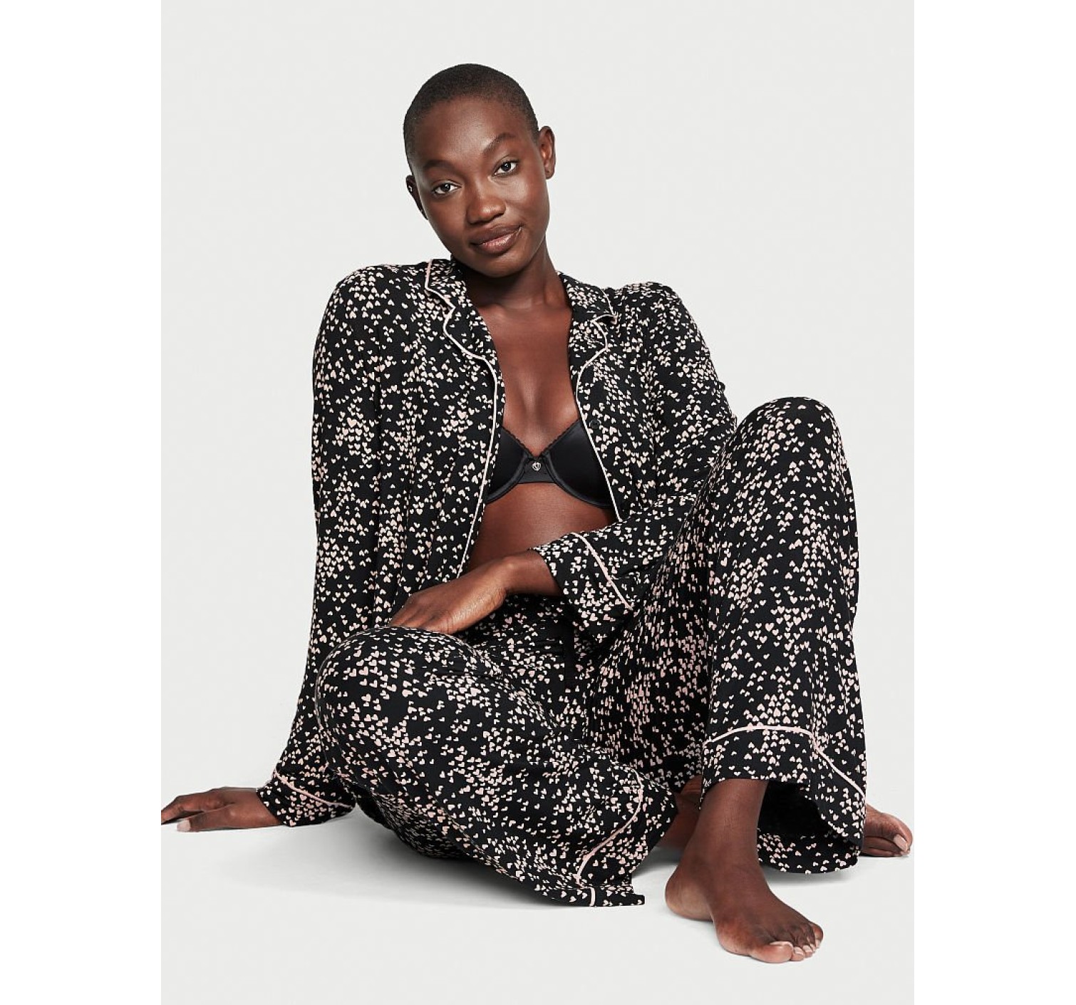 Пижама Modal Long Pajama Set Mini Black Heart