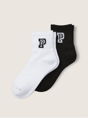 Набор носков PINK QUARTER SOCK 2 PACK Pure Black And Optic White