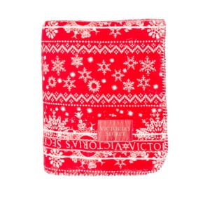 Плед Plush Fleece Blanket Red Fair Isle Snowflake