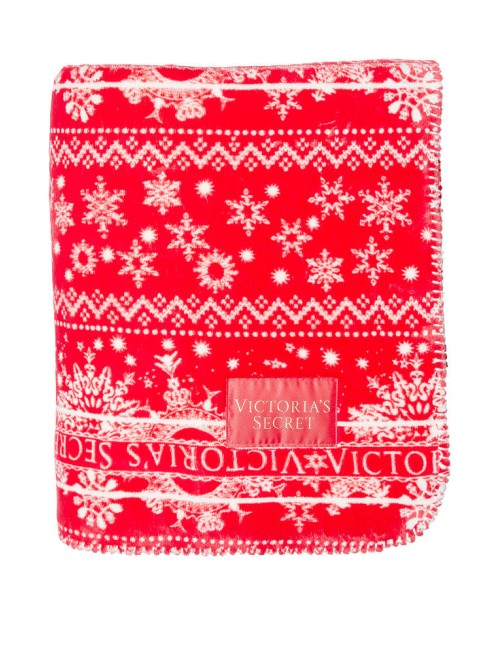 Плед Plush Fleece Blanket Red Fair Isle Snowflake