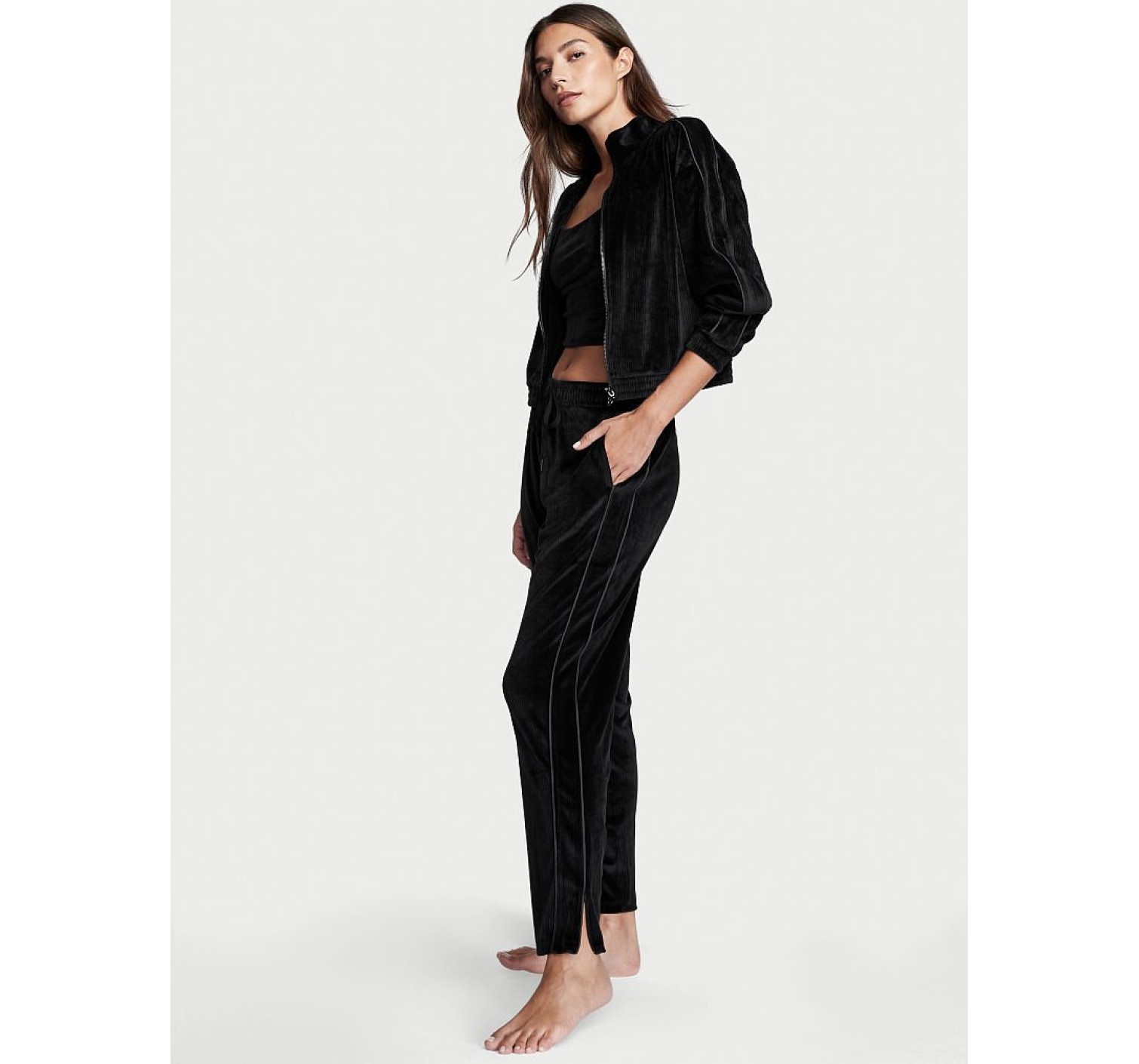 Велюровий спортивний костюм Вікторія Сікрет Ribbed Velour 3-Piece Tracksuit Set