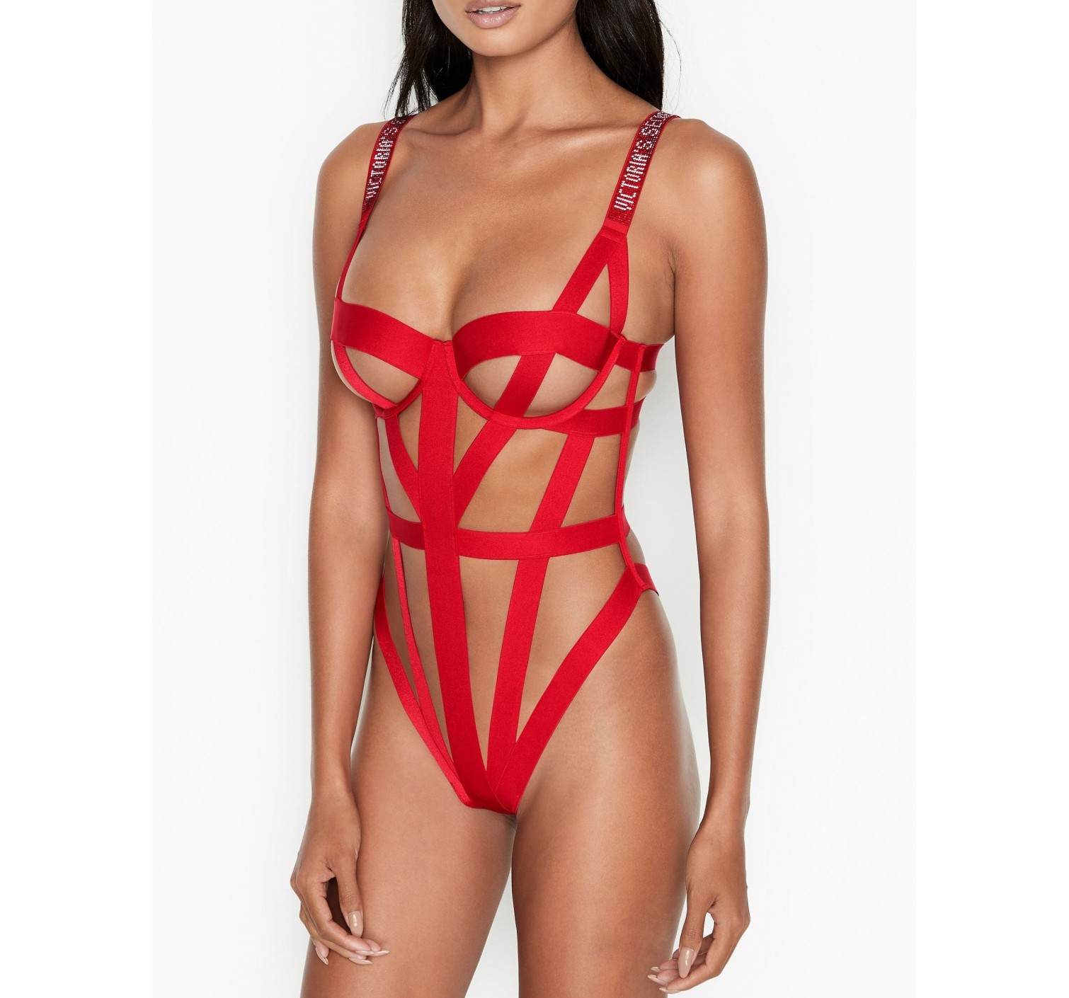 Боди Victoria’s Secret Shine Strap Banded Logo Shine Strap Teddy