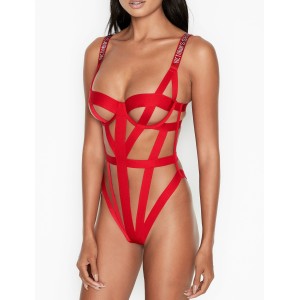 Боди Victoria’s Secret Shine Strap Banded Logo Shine Strap Teddy