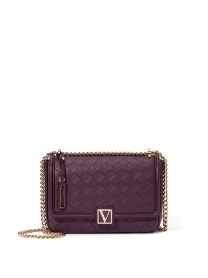 Кросс-боди Виктория Сикрет Medium Shoulder Bag Black Violet Woven