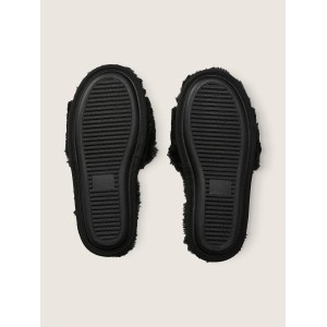 Домашние тапочки Victoria’s Secret PINK Faux Fur Slippers Black
