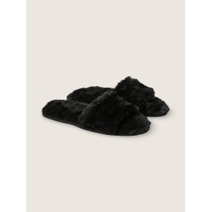 Домашние тапочки Victoria’s Secret PINK Faux Fur Slippers Black