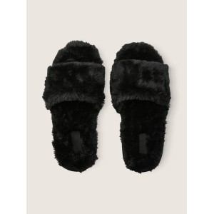 Домашние тапочки Victoria’s Secret PINK Faux Fur Slippers Black
