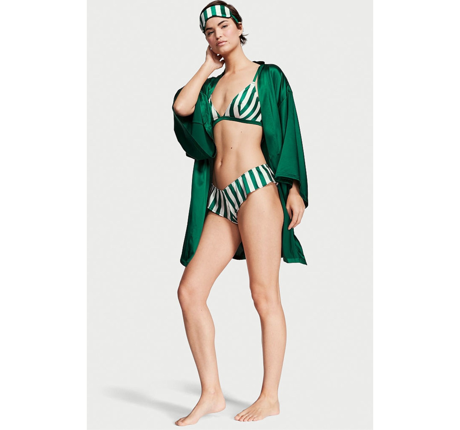Подарунковий набір 4-Piece Silk Gift Set Green White Stripe Victoria's Secret