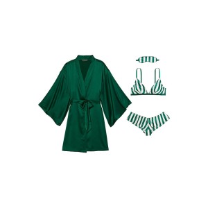 Подарунковий набір 4-Piece Silk Gift Set Green White Stripe Victoria's Secret
