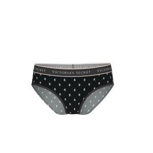 Трусики Logo Cotton Hiphugger Panty Black logo VS