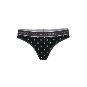 Трусики Logo Cotton Thong Panty Black logo VS