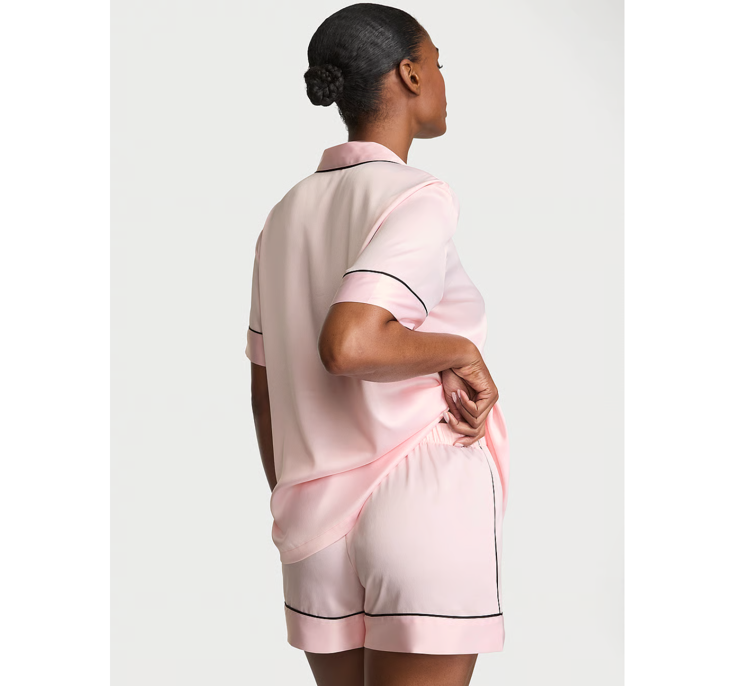 Піжама Glazed Satin Short Pajama Set Collar Embroidery