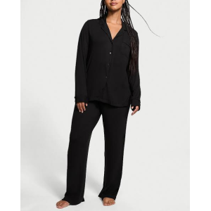 Піжама Ribbed Modal Long Pajama Set Black