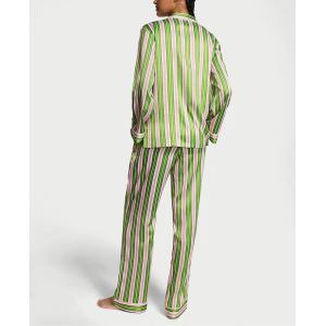 Піжама Satin Long Pajama Set Green Stripe