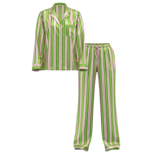 Піжама Satin Long Pajama Set Green Stripe