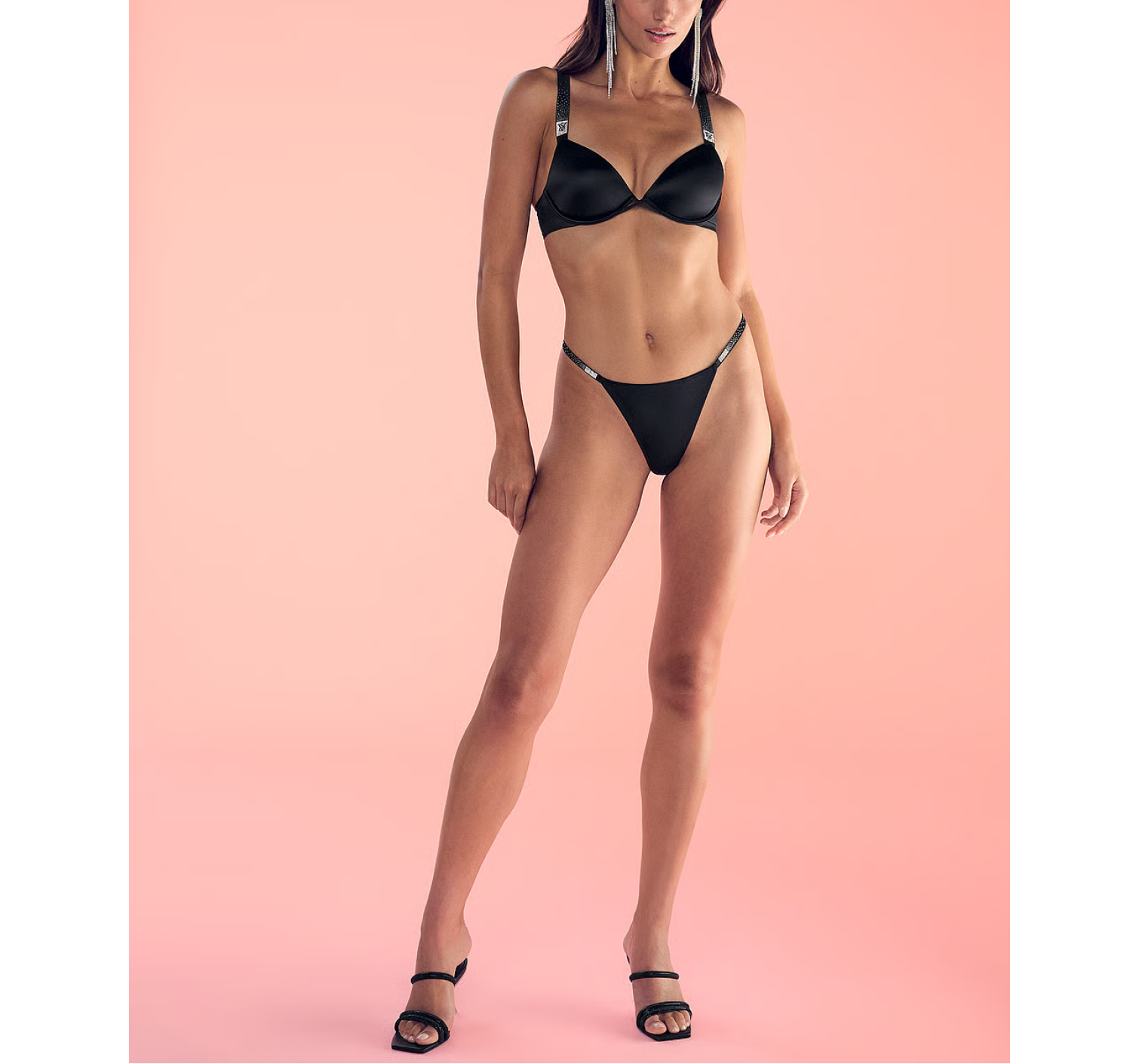 Трусики Scattered Shine Strap V-String Panty Black