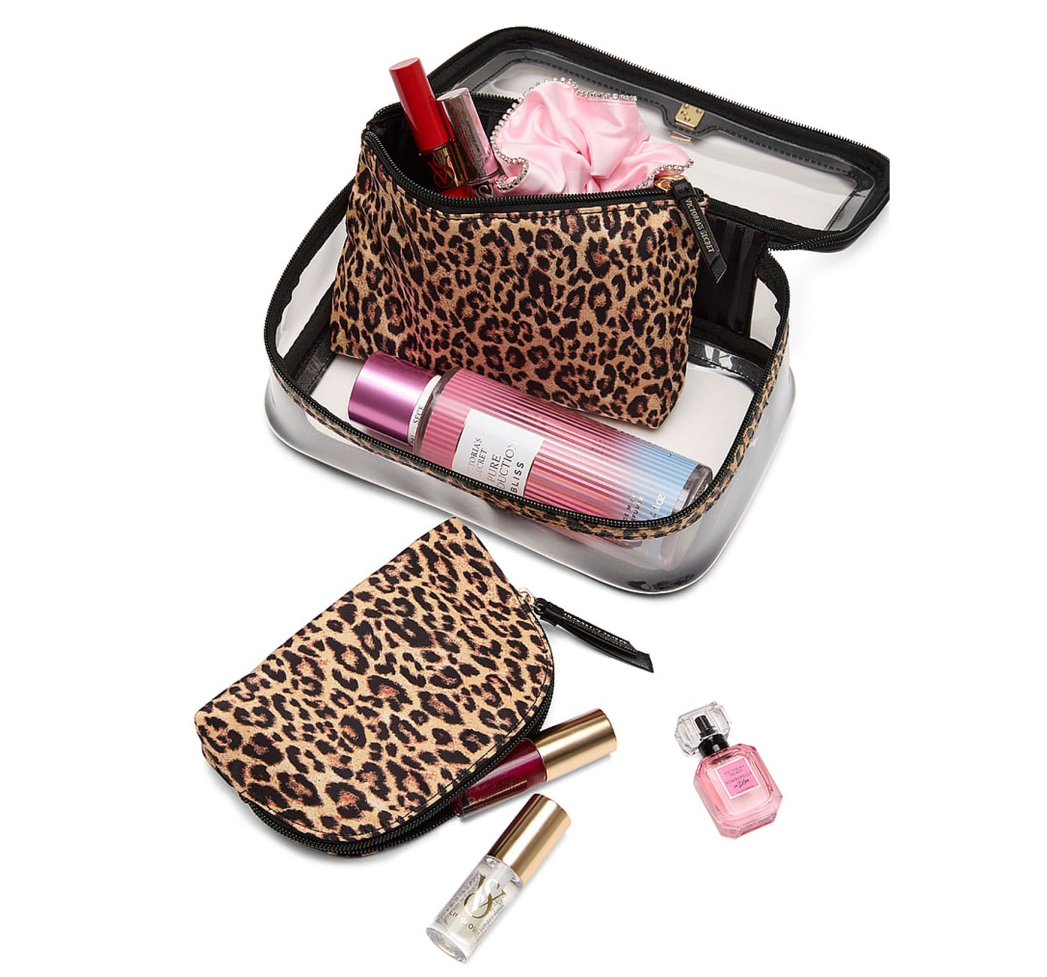 Косметичка 3в1 Victoria's Secret Travel Trio Makeup Bag Leopard Brown