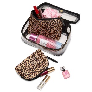 Косметичка 3в1 Victoria's Secret Travel Trio Makeup Bag Leopard Brown