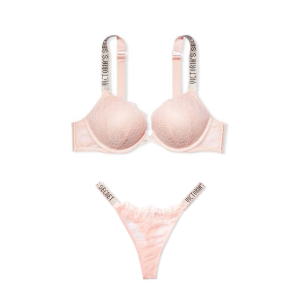 Комплект белья Victoria’s Secret Embellished Strap Bombshell Push-up Purest Pink