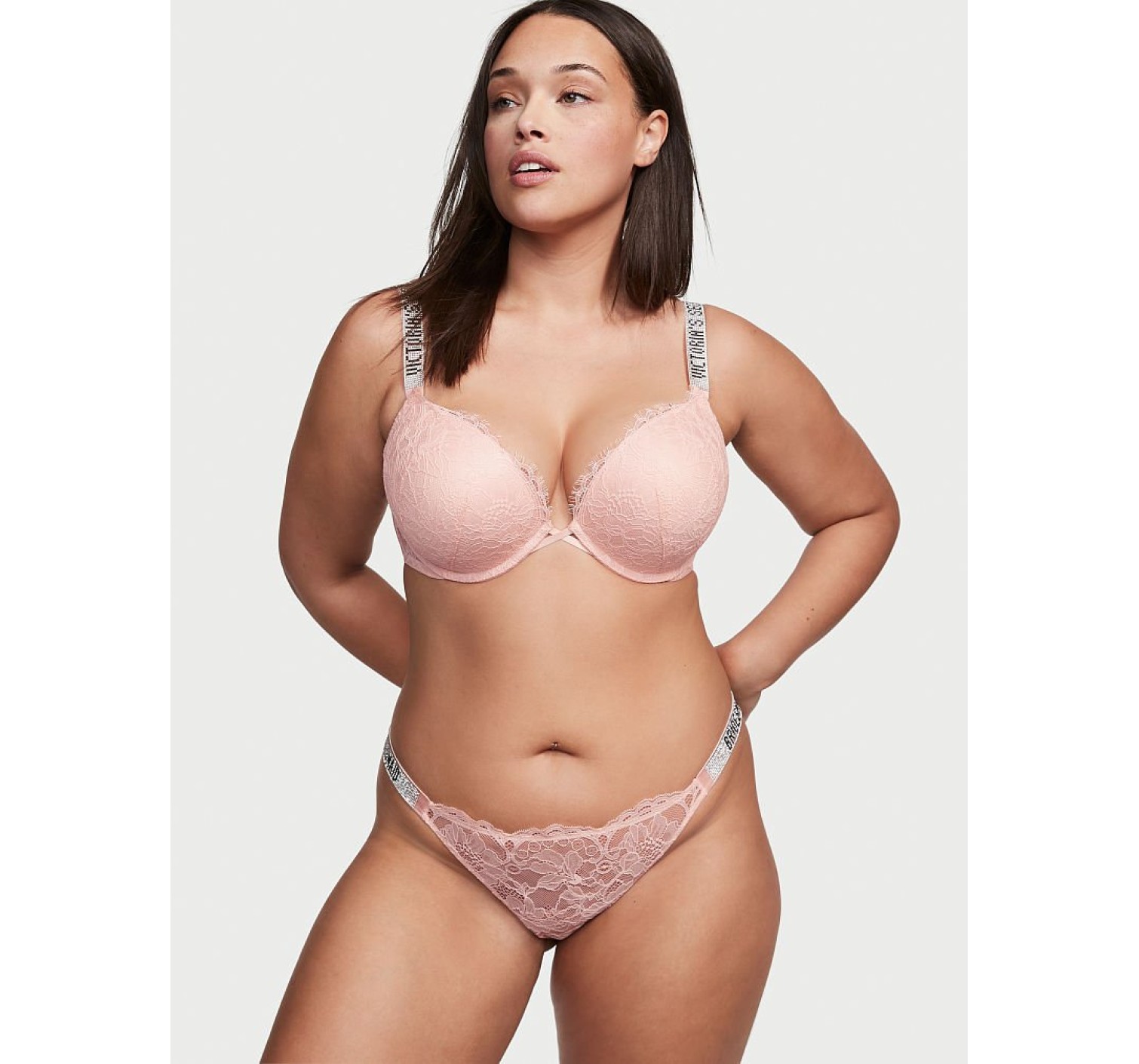 Комплект белья Victoria’s Secret Embellished Strap Bombshell Push-up Purest Pink
