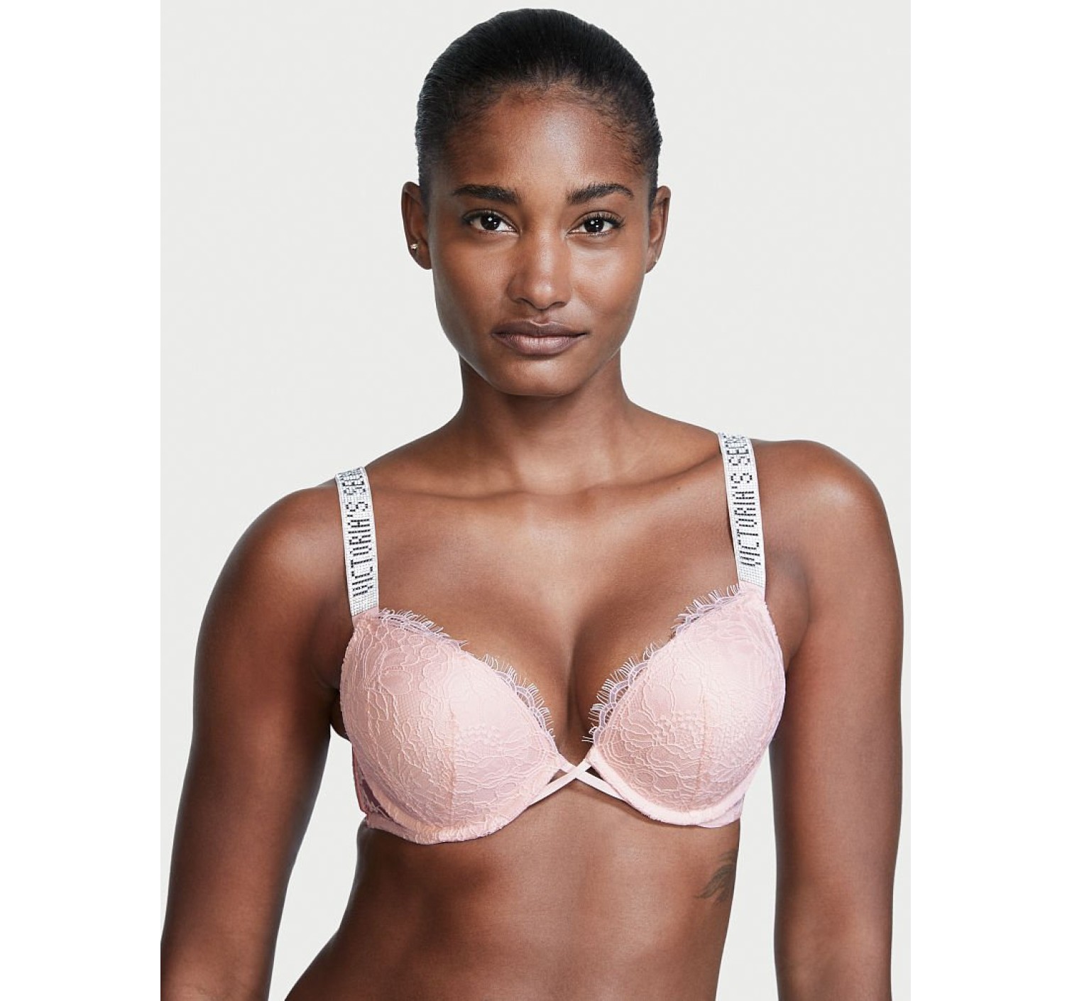 Комплект белья Victoria’s Secret Embellished Strap Bombshell Push-up Purest Pink