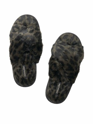 Домашние тапочки Victoria’s Secret Pearl Criss Cross Faux Fur Slippers