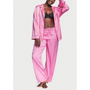 Сатиновая пижама Satin Long Pajama Set Heart Jacquard