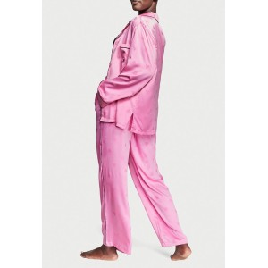 Сатиновая пижама Satin Long Pajama Set Heart Jacquard