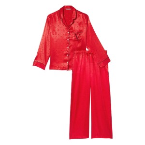 Сатинова піжама VS Satin Long Pj Set red dot